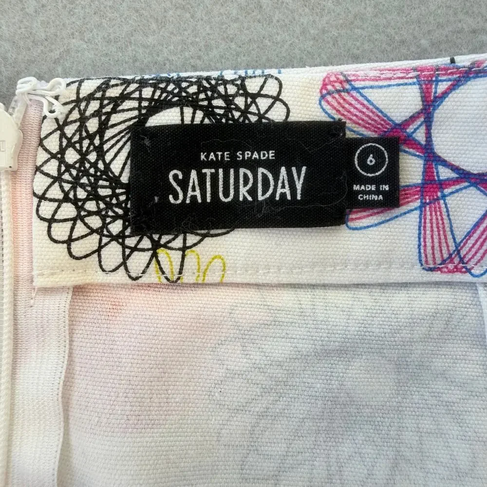 Kate Spade Saturday White Multi Color Spirograph Print Geometric Mini Skirt
